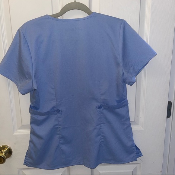 Grays Anatomy Women's Sky Blue V-Neck Short Sleeve Top/1102 - Picture 4 of 4